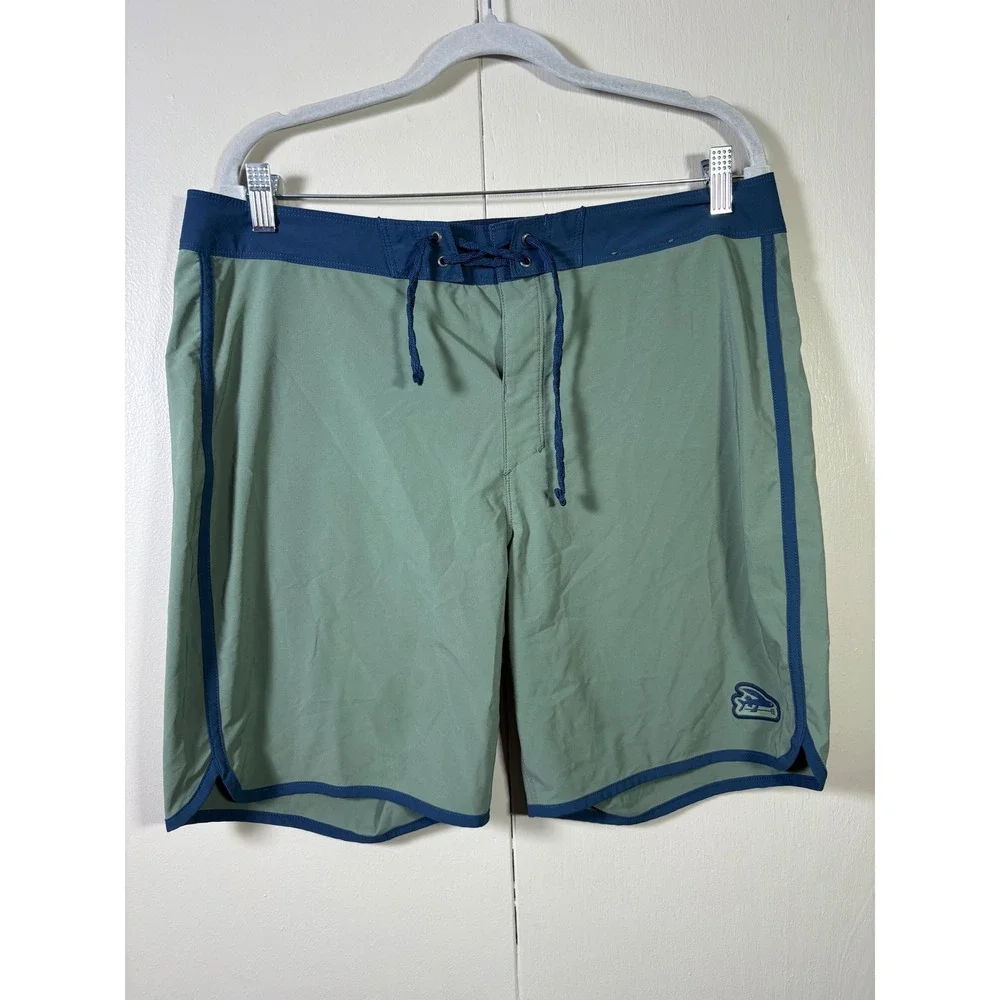 Patagonia Hydro Series Boardshorts Mens 35 Green Flying Fish Trunks Swim